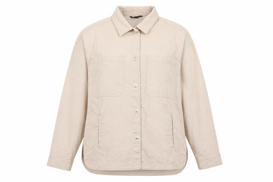 Front view of Dunnes Women Beige Cotton Twill Button Jacket XL