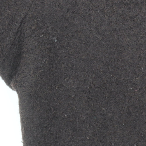 Next Women Brown Wool Blend 3/4 Sleeve Collared Cardigan Size 16