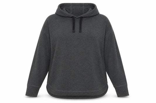 Front view of Dunnes Women’s Grey Pullover Hoodie, size L, Polyester Blend