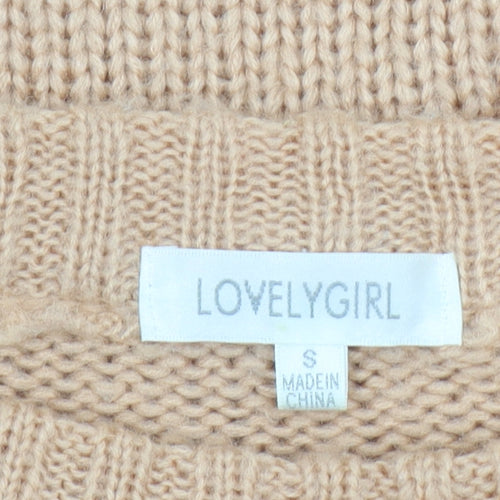 LOVELYGIRL Women's Beige Chunky-Knit Acrylic Jumper Size S
