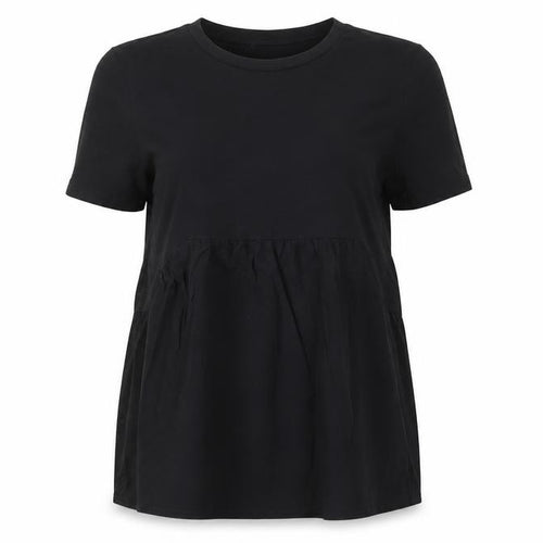 Zara Women’s Black Cotton Tunic Blouse Size 8 Short Sleeve