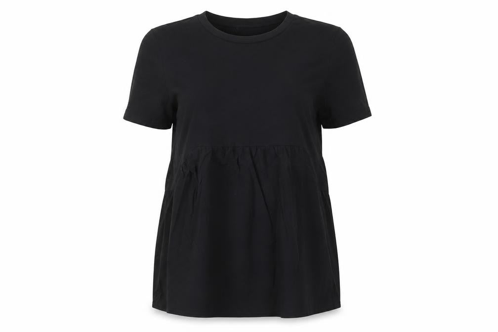 Zara Women’s Black Cotton Tunic Blouse Size 8 Short Sleeve