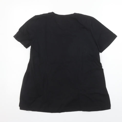 Zara Women’s Black Cotton Tunic Blouse Size 8 Short Sleeve