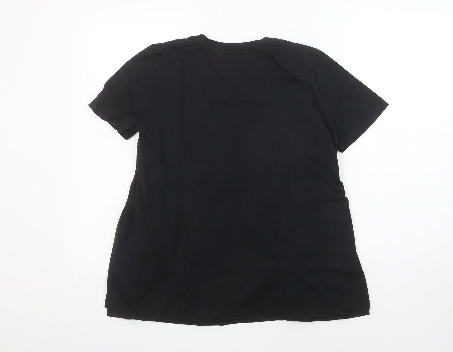 Zara Women’s Black Cotton Tunic Blouse Size 8 Short Sleeve