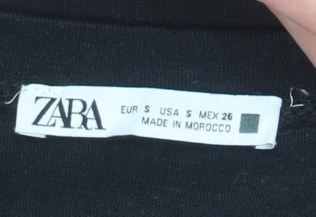 Zara Women’s Black Cotton Tunic Blouse Size 8 Short Sleeve
