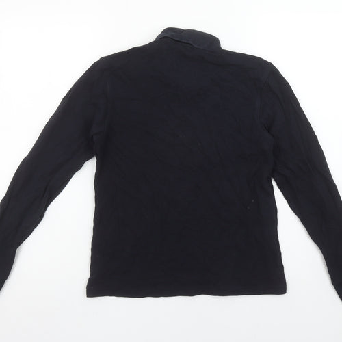 Fred Perry Boys Black Long Sleeve Polo Shirt Size M 100% Cotton