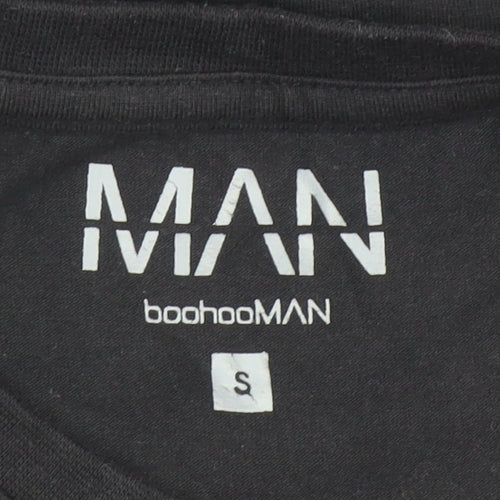boohooMAN Men's Black & Red Colourblock Crew Neck T-Shirt Size S