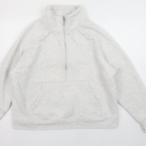 Danskin Womens Grey 1/2 Zip Pullover Sweatshirt XXL Cotton Blend