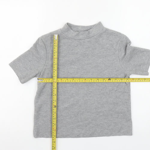 Zara Women Grey Mock Neck Short Sleeve Basic Stretch T-Shirt Size S