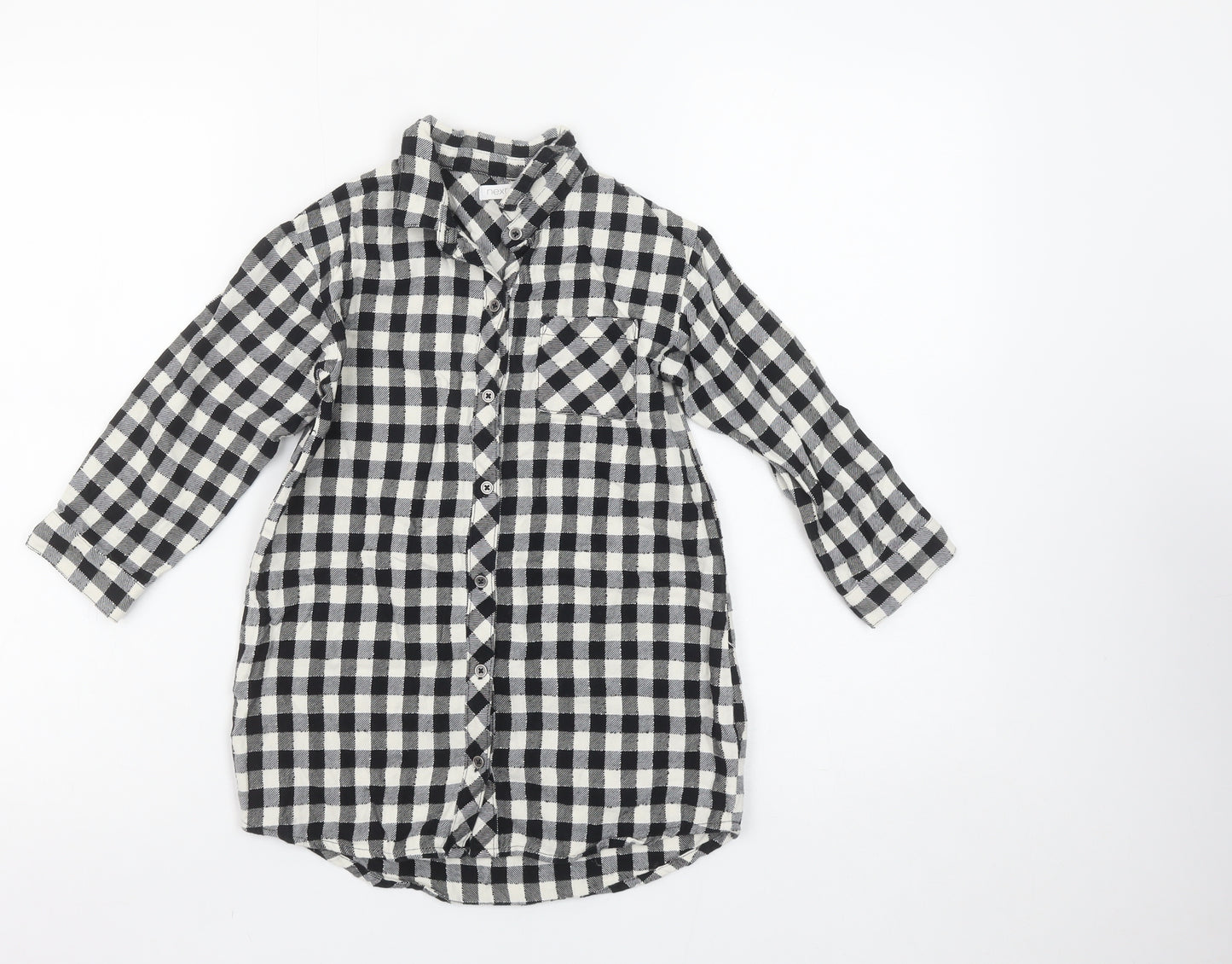 Next Girls Black Check Cotton Button-Up Shirt 5 Years