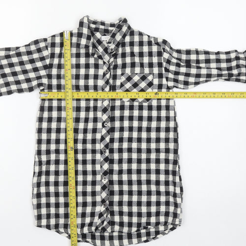 Next Girls Black Check Cotton Button-Up Shirt 5 Years