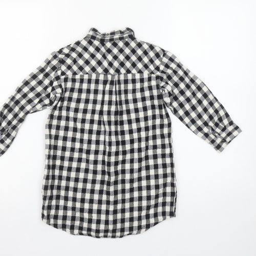 Next Girls Black Check Cotton Button-Up Shirt 5 Years