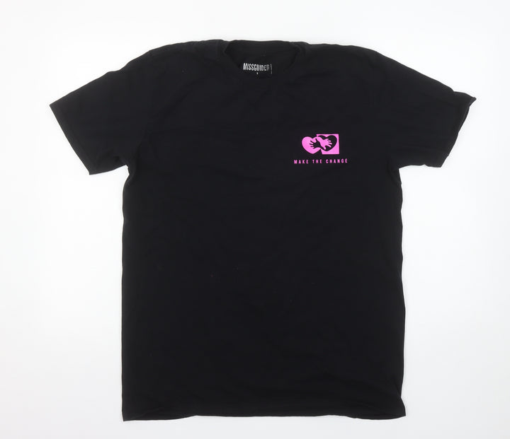 Missguided Women's Black S Short Sleeve Cotton Graphic T-Shirt