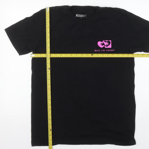 Missguided Women's Black S Short Sleeve Cotton Graphic T-Shirt