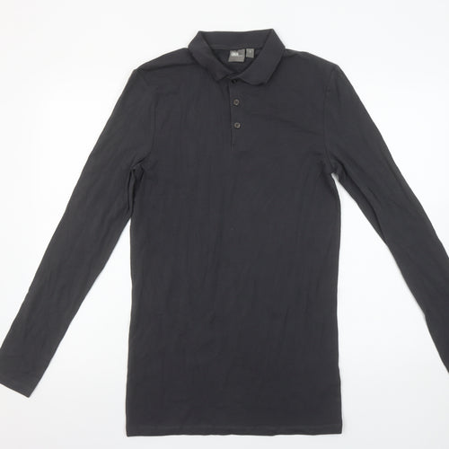 ASOS Men's Black Long Sleeve Slim Fit Cotton Polo Shirt Size M