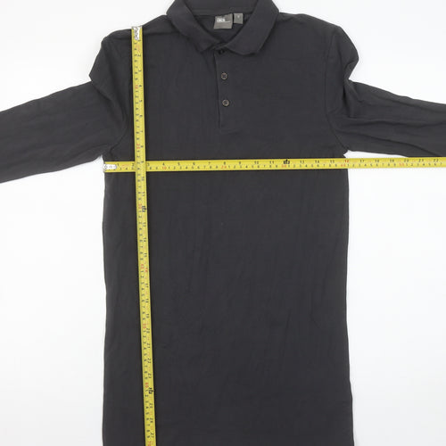 ASOS Men's Black Long Sleeve Slim Fit Cotton Polo Shirt Size M
