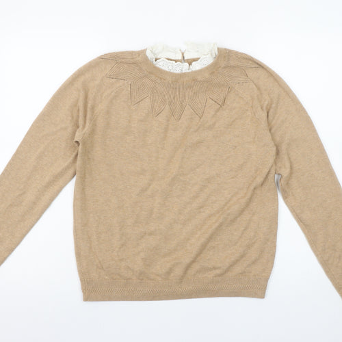 Springfield Women Beige Knit Crew Neck Pullover Jumper Size 12