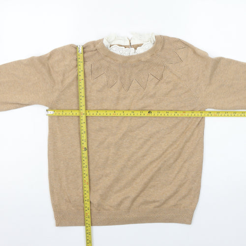 Springfield Women Beige Knit Crew Neck Pullover Jumper Size 12