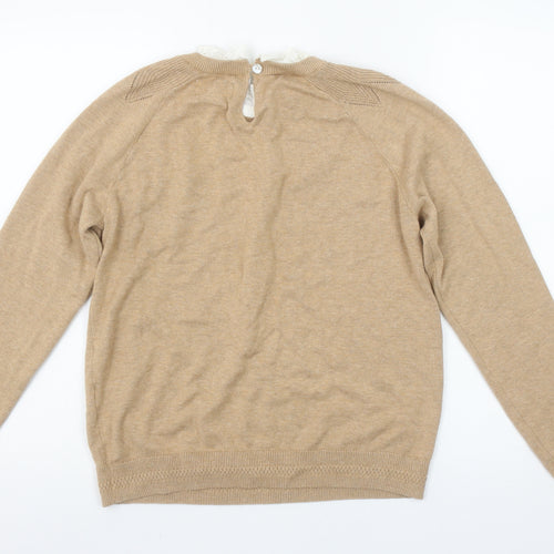 Springfield Women Beige Knit Crew Neck Pullover Jumper Size 12