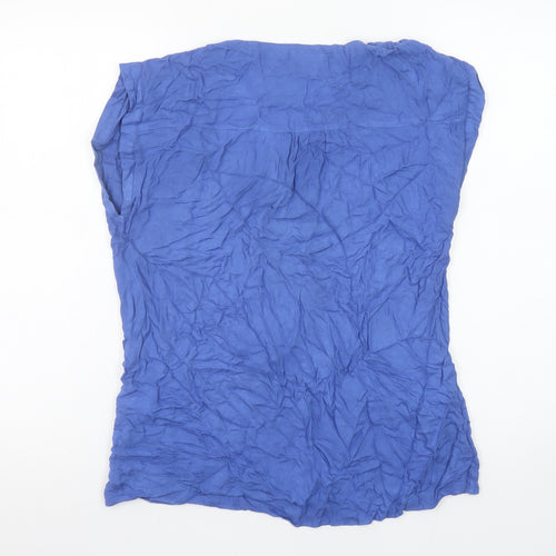 Warehouse Women Blue Zip Front Sleeveless Tunic Blouse Size 10
