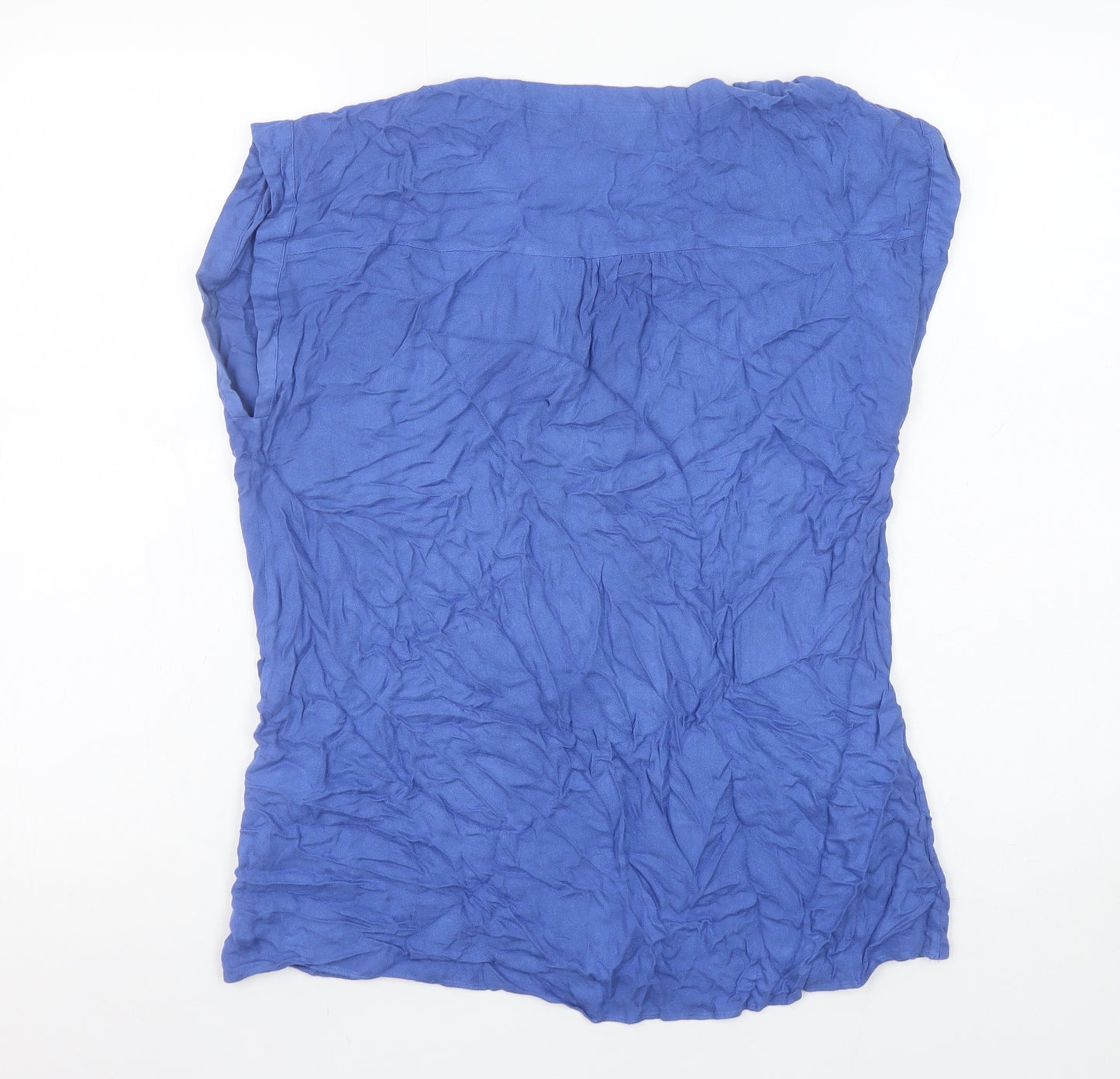 Warehouse Women Blue Zip Front Sleeveless Tunic Blouse Size 10