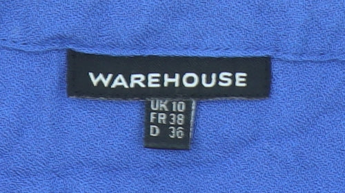 Warehouse Women Blue Zip Front Sleeveless Tunic Blouse Size 10