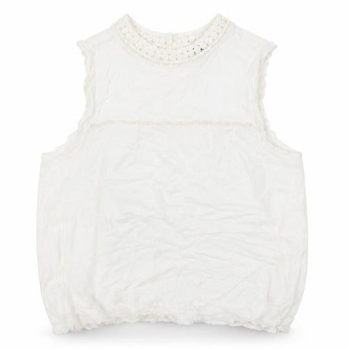 New Look Women’s White Sleeveless Crochet Trim Blouse UK 12