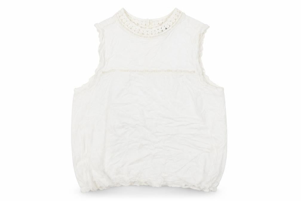 New Look Women’s White Sleeveless Crochet Trim Blouse UK 12