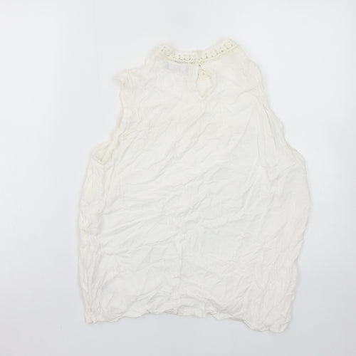 New Look Women’s White Sleeveless Crochet Trim Blouse UK 12