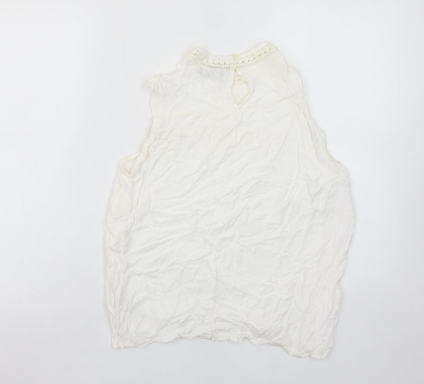New Look Women’s White Sleeveless Crochet Trim Blouse UK 12