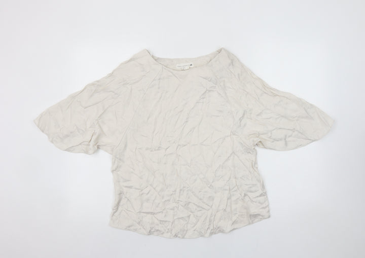 H&M Women Ivory Kimono Sleeve Blouse Size 8 Viscose Blend