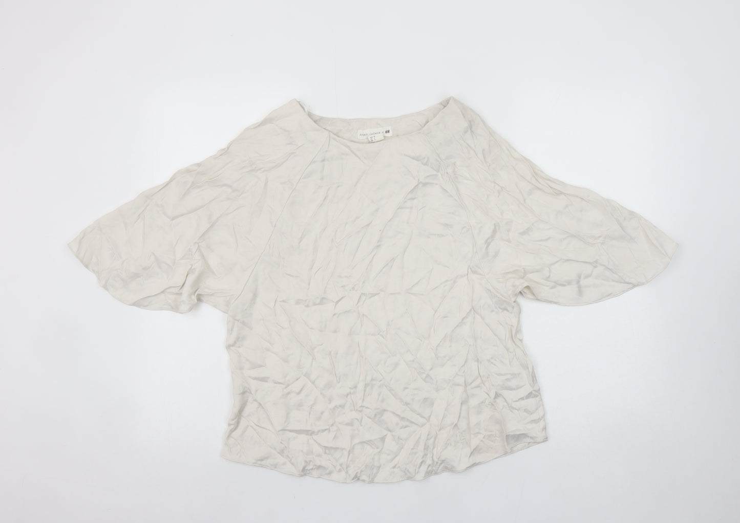 H&M Women Ivory Kimono Sleeve Blouse Size 8 Viscose Blend