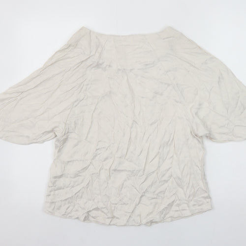 H&M Women Ivory Kimono Sleeve Blouse Size 8 Viscose Blend