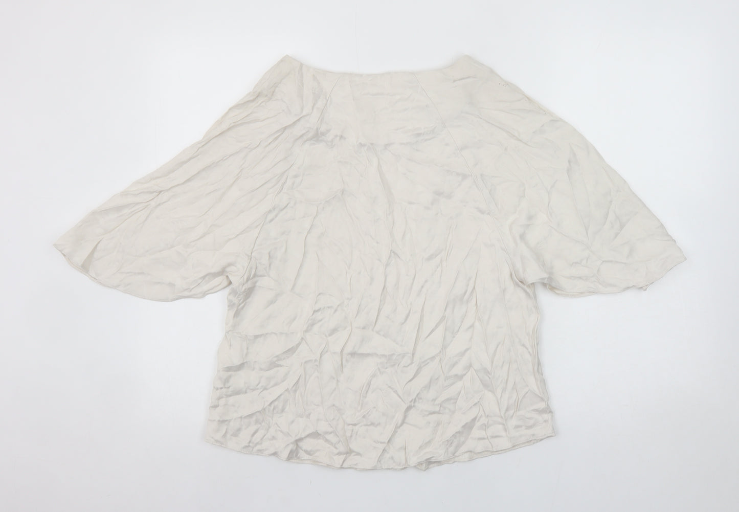 H&M Women Ivory Kimono Sleeve Blouse Size 8 Viscose Blend