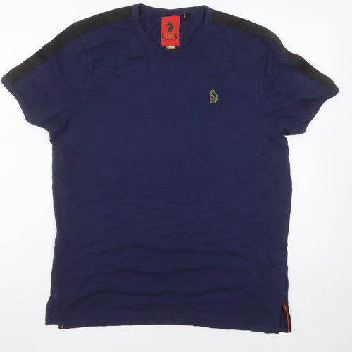 Luke Men’s Blue Crew Neck Short Sleeve Cotton T-Shirt Size L
