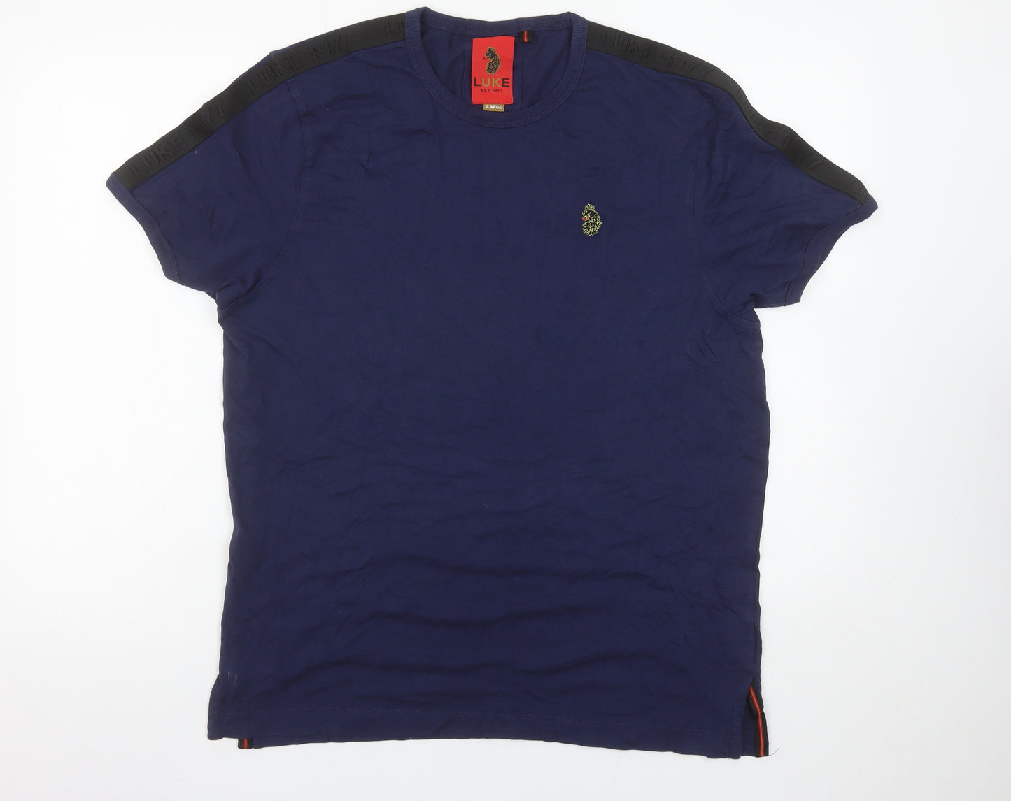 Luke Men’s Blue Crew Neck Short Sleeve Cotton T-Shirt Size L