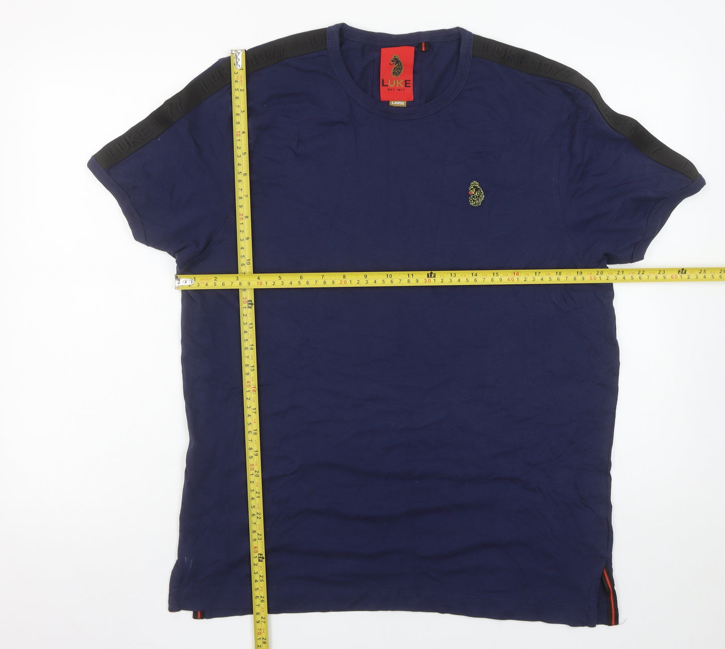 Luke Men’s Blue Crew Neck Short Sleeve Cotton T-Shirt Size L