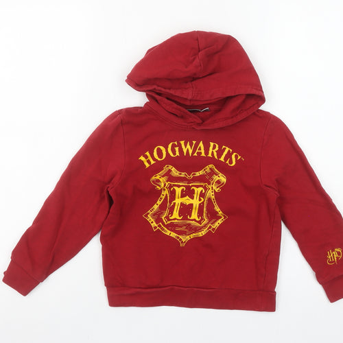 Harry Potter Boys Red Hoodie 5-6 Years Hogwarts Cotton Pullover