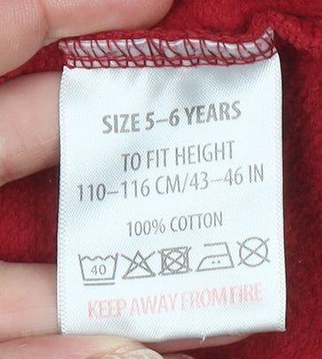 Harry Potter Boys Red Hoodie 5-6 Years Hogwarts Cotton Pullover