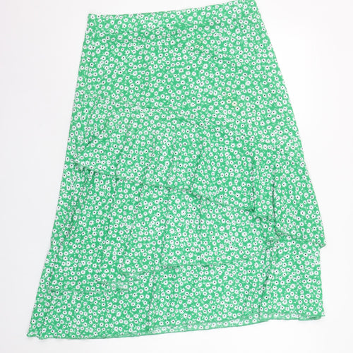 Savida Women’s Green Floral A-Line Midi Skirt Size XL