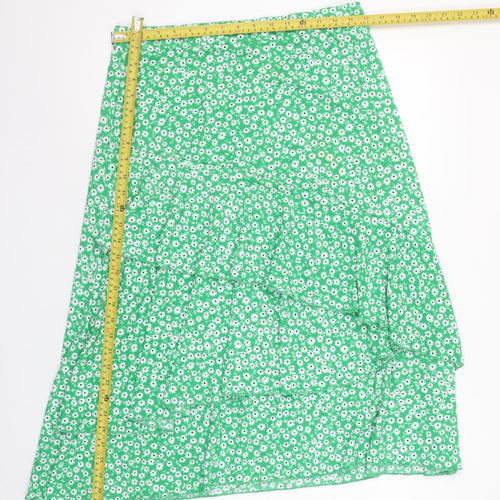 Savida Women’s Green Floral A-Line Midi Skirt Size XL