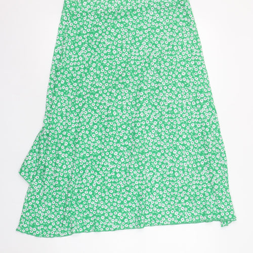 Savida Women’s Green Floral A-Line Midi Skirt Size XL