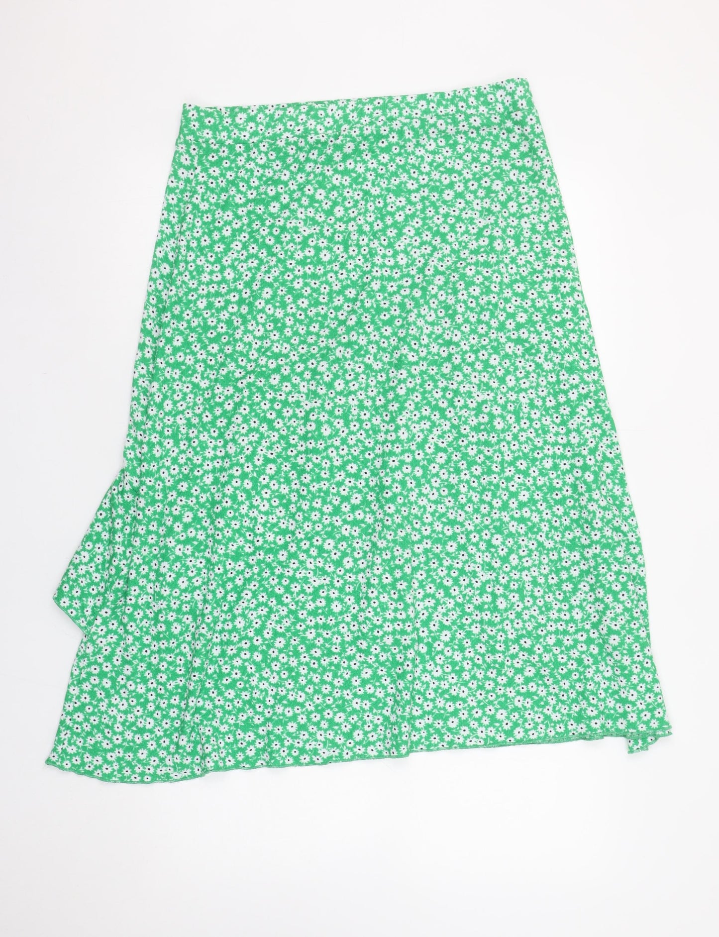 Savida Women’s Green Floral A-Line Midi Skirt Size XL