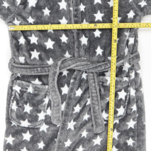 Marks and Spencer Girls Grey Star Fleece Hooded Robe 11-12 Years