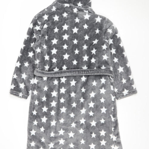 Marks and Spencer Girls Grey Star Fleece Hooded Robe 11-12 Years