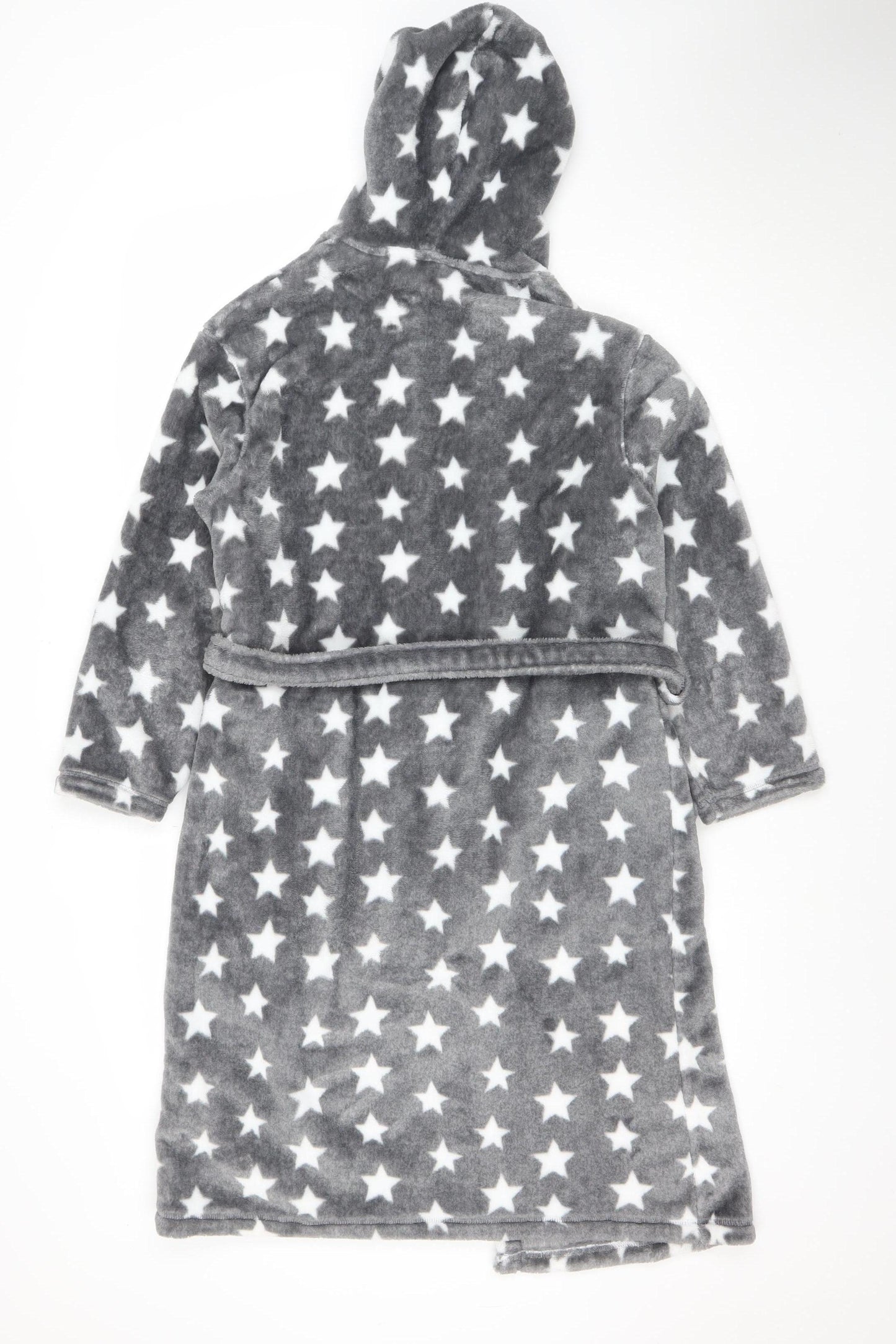 Marks and Spencer Girls Grey Star Fleece Hooded Robe 11-12 Years