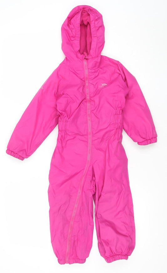 Trespass Girls Pink Waterproof Hooded Snowsuit 2-3 Years Winter Ski Overall