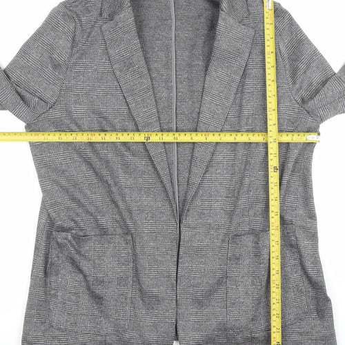 Marks and Spencer Women Grey Check Blazer Size 14 Regular Fit