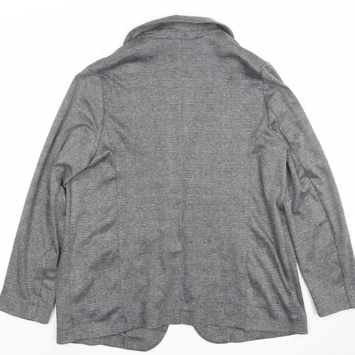 Marks and Spencer Women Grey Check Blazer Size 14 Regular Fit