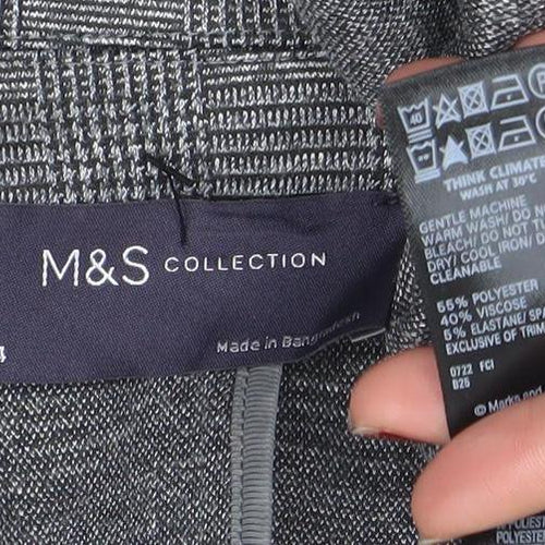 Marks and Spencer Women Grey Check Blazer Size 14 Regular Fit